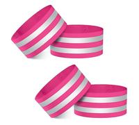 Heveer Brazaletes Reflectantes de Alta Visibilidad Bandas Reflectantes Elásticas para la Noche Correr Caminar Ciclismo 4 Piezas Rosa