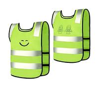 Heveer Chaleco Reflectantes para Niños Chaleco de Seguridad Alta Visibilidad para Noche Ejecutar Ciclismo Camino al Colegio 2 Piezas