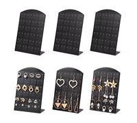 Heveer Expositor Pendientes 48 Agujeros Soporte de Exhibición de Aretes en Forma de L Exhibición de Joyas de Plástico para Organizar y Almacenar Joyas Negro 6 Piezas