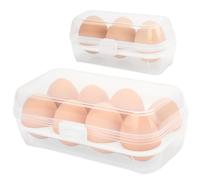 Heveer Huevera Caja para Huevos Transparente Portátil Bandeja para Huevos con Tapa para Picnic Camping al Aire Libre Cocinas 2 Tamaños