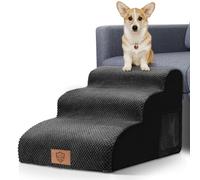 HEVOL - Escaleras para Perros a 3 escaleras, rampa para Perros de Espuma de Alta Elasticidad con Funda Acolchada Lavable y Esponja 30D, escaleras de Perro Antideslizantes para Montar sofá y Cama