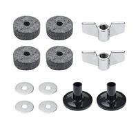 HEVSTIL Accesorios de repuesto para platillos grises, fieltros de platillos Hi-Hat con tuercas de ala base y arandela de platillos para juego de tambor (fieltros de platillo, mangas de platillo,
