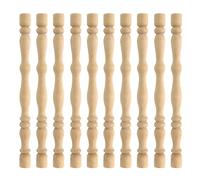 HEVSTIL Paquete de 10 husillos de balaustre de madera de 10 3/7 pulgadas, husillos decorativos de madera sin pintar, corte natural de madera sin terminar para muebles, manualidades