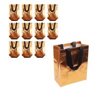 HEVSTIL Paquete de 12 bolsas de regalo doradas, impresionantes bolsas de regalo holográficas reutilizables con asas negras, bolsas de comestibles, perfectas como bolsas de regalo, bolsas de regalo de