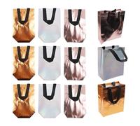 HEVSTIL Paquete de 12 bolsas de regalo, impresionantes bolsas de regalo holográficas reutilizables con asas negras, bolsas de comestibles, perfectas como bolsas de regalo, bolsas de regalo de