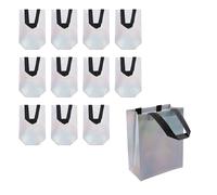 HEVSTIL Paquete de 12 bolsas de regalo iridiscentes, impresionantes bolsas de regalo holográficas reutilizables con asas negras, bolsas de comestibles, perfectas como bolsas de regalo, bolsas de