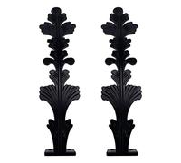 HEVSTIL Paquete de 2 alzapaños de cortina de hojas grandes, color negro, vintage, con gancho para cortina, soportes clásicos en forma de U, para el hogar y la oficina