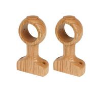 HEVSTIL Paquete de 2 soportes para barra de cortina de madera natural, soportes de barra de cortina de madera resistentes para postes de 1.4 pulgadas (1-2/5 pulgadas) | Soportes decorativos de cortina