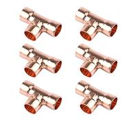 HEVSTIL Paquete de 6 accesorios de cobre en T C x C x C con extremos de sudor, 3/8 x 3/8 x 3/8 x 3/8