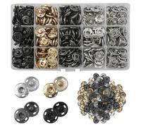 Hevysuo 150 Pieza Botones de Presión de Acero Inoxidable 15mm,4 Colores Corchetes de Presión,Broches de Presión para Coser,Ropa,Manualidades,Suministros de Bricolaje