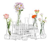 Hewory Pequeños jarrones para decoración de mesa: 6 jarrones de cristal pequeños para decoración de mesa de boda - jarrón moderno de cristal pequeño jarrón decorativo jarrones de cristal jarrones