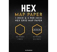 Hex Map Paper: 1 inch & 5 per inch Hex Grid Drawing Notebook ; Hexagonal Graph Paper for RPG Map Drawing, Wargaming Terrain ; Large Hexagon Journal