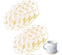 Hexagon Clear Acrylic Bar Coaster Gold Foil Modern Cup Drink Mat Plate Creative Rug Mug Pad for Table Countertop Desk Cold Hot Drink Coffee Tea Kitchen Home Decor (6)