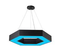 Hexagon LED Chandelier Indoor Decorations Pendant Light Personality Creative Adjustable Shops Living Room Ceiling Suspension Hanging Lamp Dining Rooms Droplight (Color : Hollow - Blue L