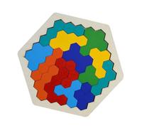 Hexagon Tangram - Geometry Shape Pattern Blocks, Educational Brain Game Puzzle For Kids Family, Portable Geometry Puzzle Toy For Learning Logic Spatial Skills Travel Play