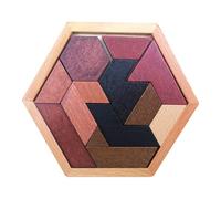 Hexagon Tangram - Geometry Shape Pattern Blocks, Educational Brain Game Puzzle For Kids Family, Portable Geometry Puzzle Toy For Learning Logic Spatial Skills Travel Play