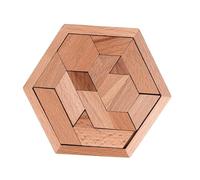 Hexagon Tangram - Geometry Shape Pattern Blocks, Educational Brain Game Puzzle For Kids Family, Portable Geometry Puzzle Toy For Learning Logic Spatial Skills Travel Play