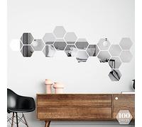 Hexagonal 100 unids espejo acrílico extraíble pared arte calcomanía para decoración de la sala de estar dormitorio