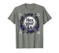 Hexagonal a tu ex: Corona iluminada por la Luna de la ruptura de Brujas Camiseta, Hombre, Verde Militar Jaspeado, S