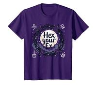 Hexagonal a tu ex: Corona iluminada por la Luna de la ruptura de Brujas Camiseta, Niños, Morado, 10 años
