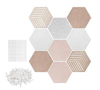 Hexagonal Cork Board - 30 Cm Noise Reducing Wall Panels, Aesthetic Bulletin Board For Office, Decorative Display With Nails | Adhesive Backing Notice Tiles For Bedroom Classroom DIY Crafts