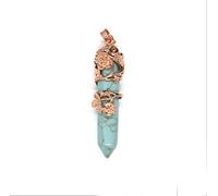 Hexagonal Healing Crystal Pendant Necklace Flower Wire Wrapped Amethysts Rose Quartz Natural Stone Jewelry,turquoise,45cm