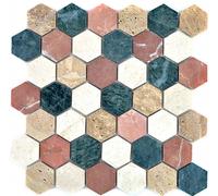 Hexagonale Mosaico Mármol Piedra Crema Beige Rosa Antracita WB42-1213 1Matte