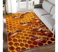 Hexágono Geométrico 140 x 200 cm Alfombra moderna de sala de estar, suave y moderna panal de abeja impresa alfombra - Alfombra antideslizante para comedor, dormitorio, pasillo, oficina, sala de juegos