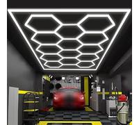 Hexágono LED Luz Techo Garaje,Rejillas Nido Abeja Luces Tienda Para El Taller Almacén Gimnasio Sótano Cuidado Coches Lavadero 14