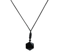 Hexagrama de obsidiana negra - Collar de genuino, colgante de estrella protectora, joyería de energía natural | Meditación, don espiritual, masculina con estilo