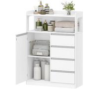 HEXCELEN Mueble de Baño, Armario de Almacenaje, con 4 Cajones y 1 Estantes Ajustables, Armario con Cajón, Gran Capacidad de Almacenaje, para Baño, Salón, Entrada, Blanco, 30 x 80 x 110 cm
