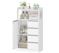 HEXCELEN Mueble de Baño, Armario de Almacenaje, con 4 Cajones y 1 Estantes Ajustables, Armario con Cajón, Gran Capacidad de Almacenaje, para Baño, Salón, Entrada, Blanco, 30 x 60 x 110 cm