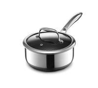 HexClad Cacerola Híbrida Antiadherente de 2 Litros con Tapa de Vidrio Templado, Mango que se Mantiene Frío, Apta para Lavavajillas e Inducción, Compatible con todas las Estufas