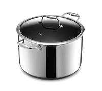 HexClad Olla Alta Hybrid Antiadherente de 10 Litros con Tapa de Vidrio Templado, Asas que se Mantienen Frías, Apta para Lavavajillas, Horno hasta 480°C e Inducción, Compatible con todas las Estufas