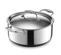 HexClad Olla Holandesa Híbrida Antiadherente de 5 Litros con Tapa de Acero Inoxidable, Apta para Lavavajillas y Horno hasta 480°C, Compatible con todas las Estufas