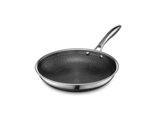 HexClad Sartén Hybrid Antiadherente de 25 cm, Asa que se Mantiene Fría, Apto para Lavavajillas, Horno hasta 480°C e Inducción, Compatible con todas las Estufas