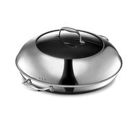 HexClad Sartén Hybrid Antiadherente de 35 cm con Tapa de Acero Inoxidable, Asas que se Mantienen Frías, Apto para Lavavajillas, Horno hasta 480°C e Inducción, Compatible con todas las Estufas