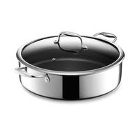 HexClad Sartén Profunda para Saltear y Freír Hybrid Antiadherente con Tapa de Vidrio Templado de 7 Litros, Apta para Lavavajillas, Horno hasta 480°C e Inducción, Compatible con todas las Estufas