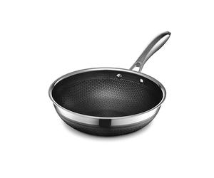 HexClad Wok Hybrid Antiadherente de 25 cm, Asa que se Mantiene Fría, Apto para Lavavajillas, Horno hasta 480°C e Inducción, Compatible con todas las Estufas