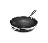 HexClad Wok Hybrid Antiadherente de 30 cm, Asa que se Mantiene Fría, Apto para Lavavajillas, Horno hasta 480°C e Inducción, Compatible con todas las Estufas