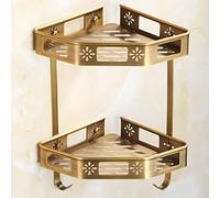 HEXEH Estante de ducha esquinero para baño, jabonera de latón tallado antiguo, cesta de drenaje de champú, estantes flotantes, estantes de cocina montados en la pared, estante de especias con gancho,