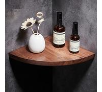 HEXEH Estante esquinero para ducha, estantes de baño, estante de almacenamiento de esquina de madera de nogal, producto cosmético, organizador triangular, estante organizador de baño, accesorios de