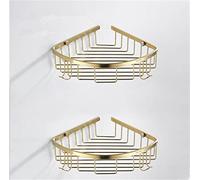 HEXEH Estantes de baño esquineros para ducha, estantes flotantes de acero inoxidable dorado cepillado para cosméticos, organizador de champú, estante de drenaje, estantes de cocina montados en la