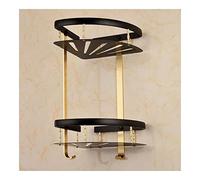 HEXEH Organizador de ducha de esquina, estantes de baño, toallero cosmético, almacenamiento de aluminio negro y dorado, soporte de champú montado en la pared, organizador para el hogar, accesorios de