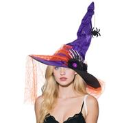 Hexenhut - Spitz zulaufende Spitze, Fingerknochen-Design, Gothic-Halloween-Cosplay-Requisite | Eleganter Spinnenhexenhut für Erwachsene, Party-accessoire für Maskenbälle, Abschlussbälle, Feiertage und