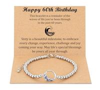 HEXGIAO Regalos de cumpleaños número 30, 40, 50 y 60 para mujeres, pulsera de cumpleaños para amigas, hermanas, hijas, madres, abuelas, tías, Medium, Acero inoxidable, No es una piedra preciosa