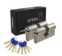 HEXIHER Cilindro de cerradura macizo con llave igual, juego de 2, cilindro de cerradura 30/40 latón con 10 llaves - Longitud: 70 mm, A: 30 B: 40 - SE1000