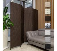 HEXIM Biombo de interior 180x180 cm - Paravent plegable de 4 paneles - Oficina en casa, privacidad y separador de espacios Biombos (LR187-café)