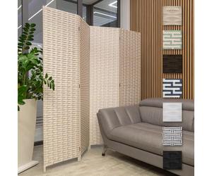 HEXIM Biombo de interior 180x180 cm - Paravent plegable de 4 paneles - Separador multifuncional decorativo y llamativo, Biombos (LR191-marrón y blanco)