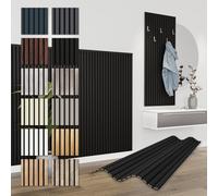 HEXIM Paneles Acústicos 138,5x60cm - Pared de Lamas Flexible Madera MDF Paneles de Pared Revestimiento de Lamas Revestimiento Mural (8 paneles / 6,64 m² Black Edition - APH12)